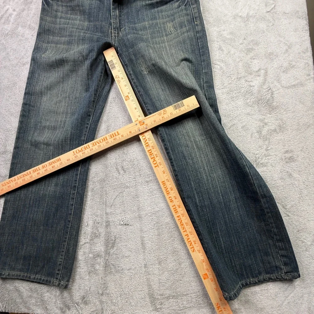 BASIC CODE JEANS Mens W34‎ L30 Blue Denim Straight Leg Distressed Style Jeans